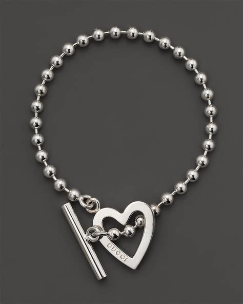 gucci sterling silver toggle heart bracelet|gucci interlocking g silver bracelet.